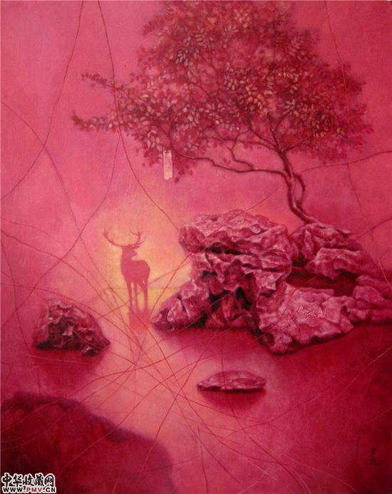 《峰回鹿转》，个人100 80厘米。作品展将资讯布面油画，开幕2015年