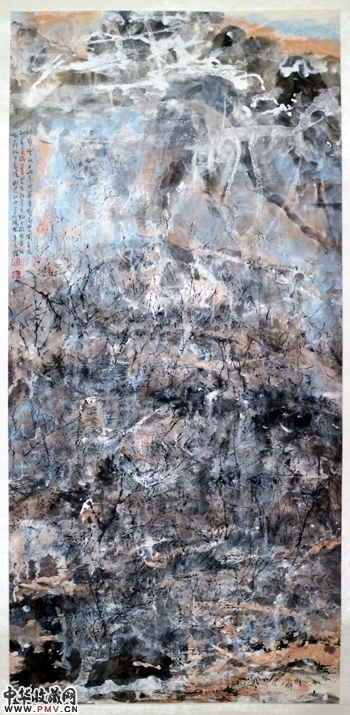 吴月霖作品-冰雪云水寂-63*136轴