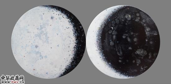 胡觉 双月80cmx40cm布面油画2016