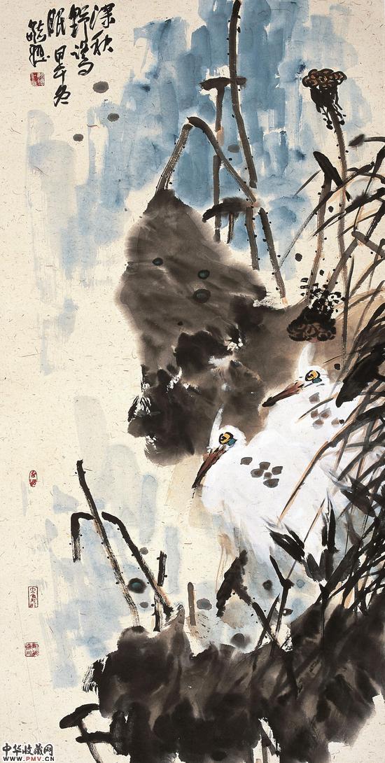 深秋野鹭眠 136x68cm 2015年