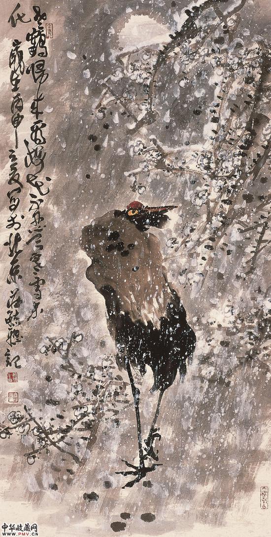 老鹤归来看梅花 136x68cm 2016年