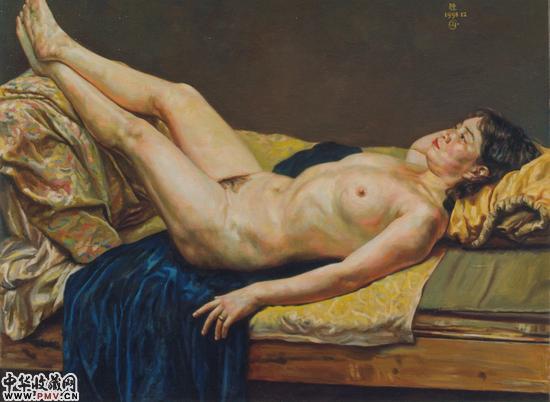 女人體-5，光程刚油1998布面油畫80×100cm