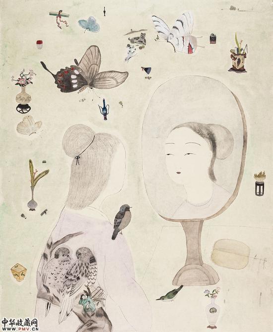 王濛莎 彼岸花之二 98x80.5cm 纸本设色 2015