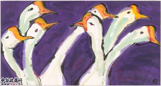 梁缨 七贤，53×100cm，纸本设色，2016