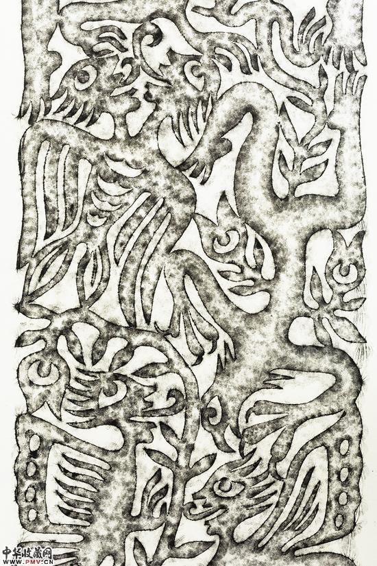 创世纪（局部2）,术馆收藏2015年，手工拓印·画布，开幕300x85x5cm