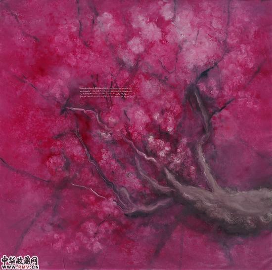 《莺语匆匆花寂寂》布面油画  150×150cm 2016年