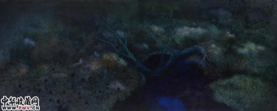 《思念-孤独与孤独的距离》布面油画  500×200cm 2016年