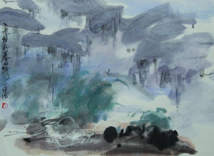 一叶归舟暮雨湾