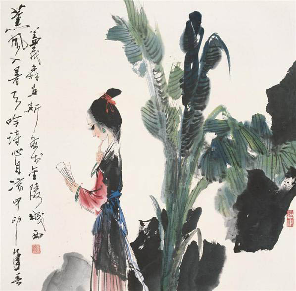 熏风入暑天 镜心 纸本 