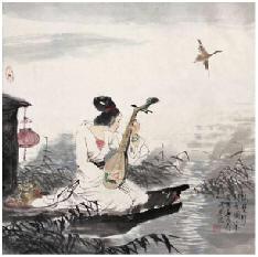 琵琶行诗意图 镜心 设色纸本 