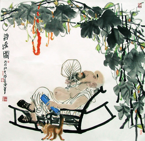 逍遥图 中国画  