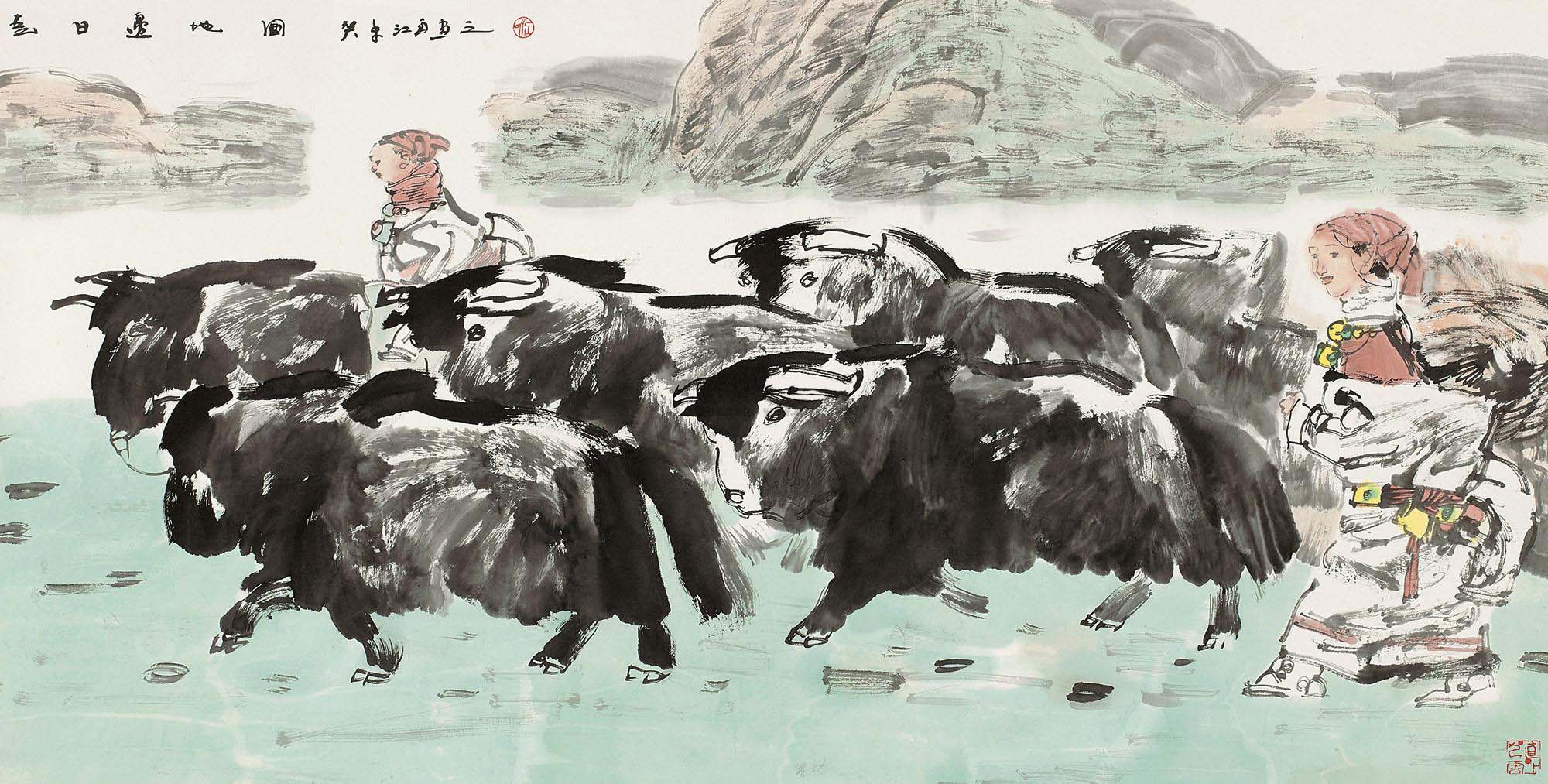 春日边地图 材质：镜心 设色纸本 