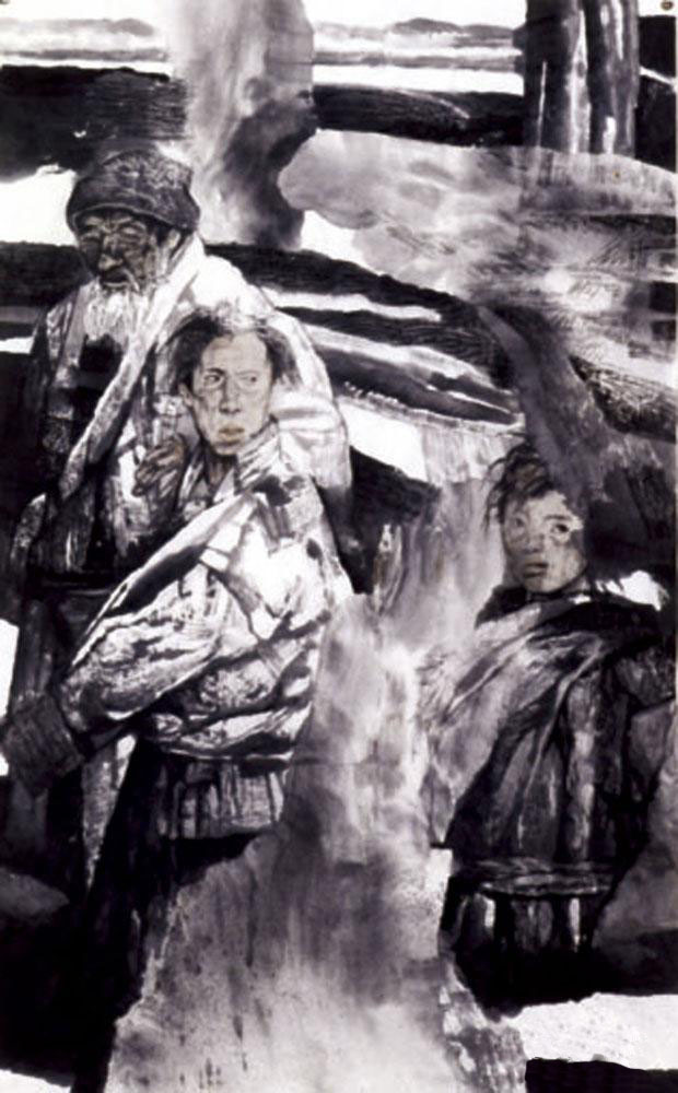 灵魂是风 作品材质：宣纸水墨设色