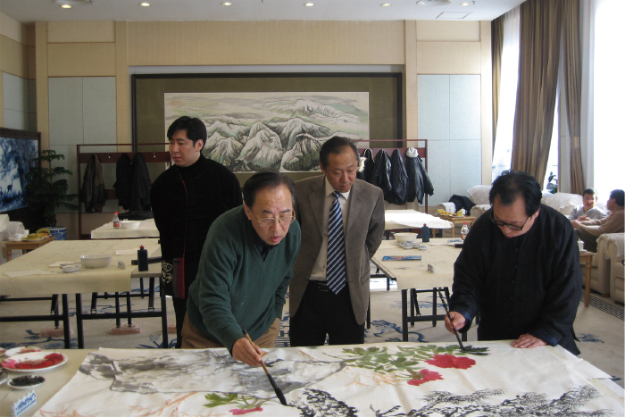 2007年与刘怀山、郭石夫先生在笔会