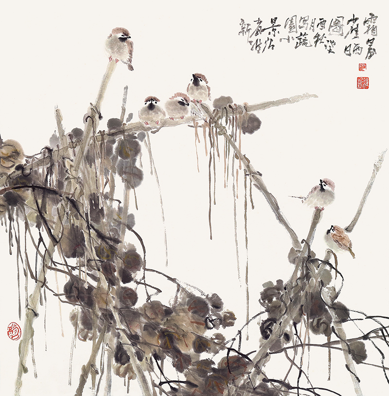 霜晨雀晒图 