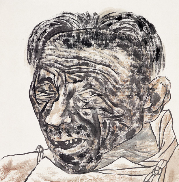 水墨头像之一-67×67cm-纸本钢笔-