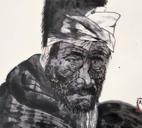 刘进安 己巳(1989年)作 山民 镜心 