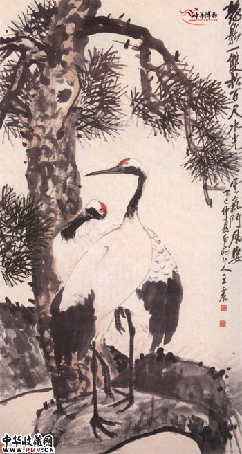 近现代王震 松鹤图轴