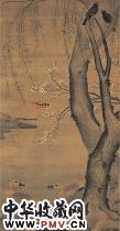 明吕纪 柳荫双鸭图
