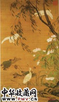 明吕纪　秋鹭芙蓉图