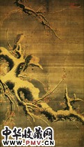 明吕纪　斑鸠红梅图