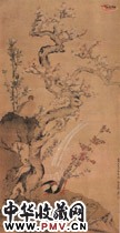 明周之冕　杏花锦鸡图