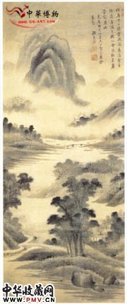 明孙克弘 雨景山水图