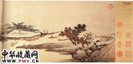 明沈周　江村渔乐图