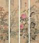 张熊 1880年作 花卉(4屏) 设色纸本