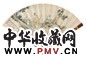 沙馥 1888年作 梧桐高士 成扇 设色纸本