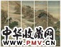袁耀 通景山水十二条屏 立轴 (局部) 设色绫本