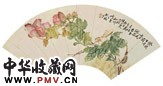 陆小曼 1923年作 花卉草虫 扇面 设色纸本