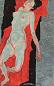 李贵男 1997年作 黑红布前裸女 布面油画