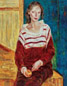 李贵男 1998年 手拿苹果的女人 布面油画