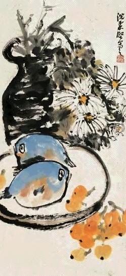 沈柔坚 清供图 立轴 设色纸本