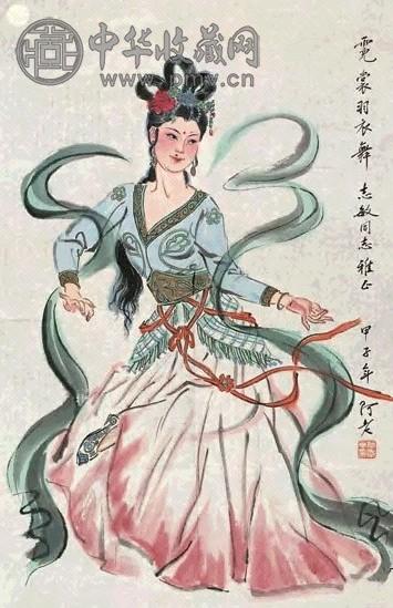 阿老 霓裳羽衣舞 立轴 设色纸本