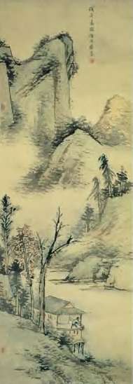 高減 清 指画山水 轴