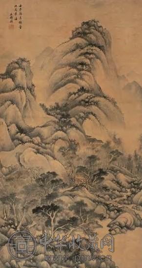 王时敏 壬子(1672年)作 云横秀岭图 立轴 水墨绢本