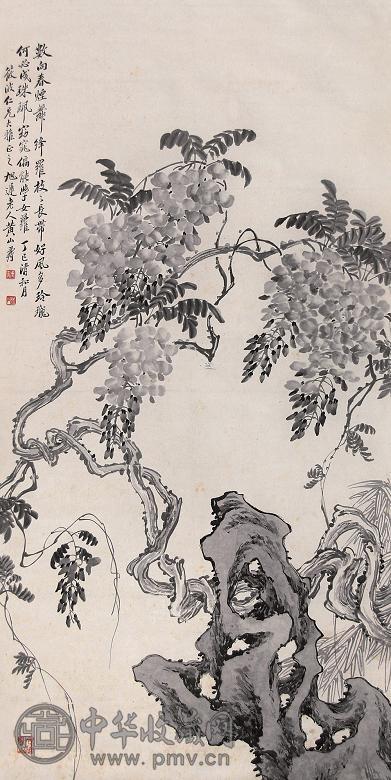 黄山寿 丁巳(1917年)作 藤箩 立轴 水墨纸本