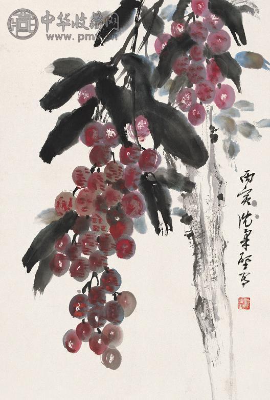 沈柔坚 1986年作 荔枝 立轴 设色纸本