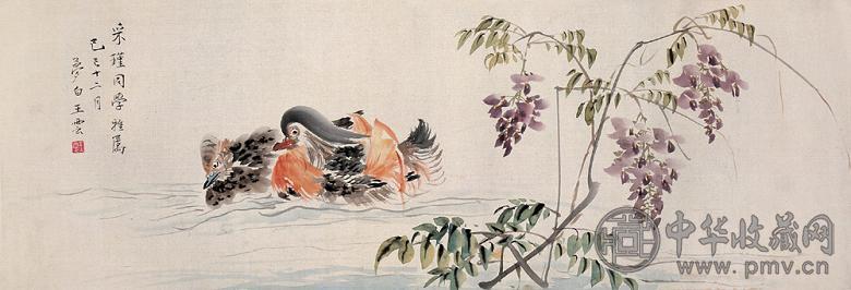 王梦白 1929年作 花鸟 镜心 绢本