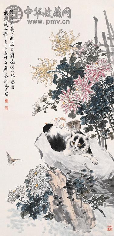 金梦石 1931年作 耄耋图 立轴 设色纸本