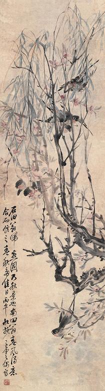 赵云壑 1906年作 春风得意 立轴 设色纸本