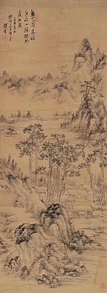 吴伟业 山水 立轴 设色纸本