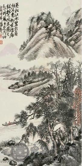 蒲华 1898年作 山水 立轴 纸本设色 收藏资讯|艺术家|书画家|书画名人|书法家-中华收藏网