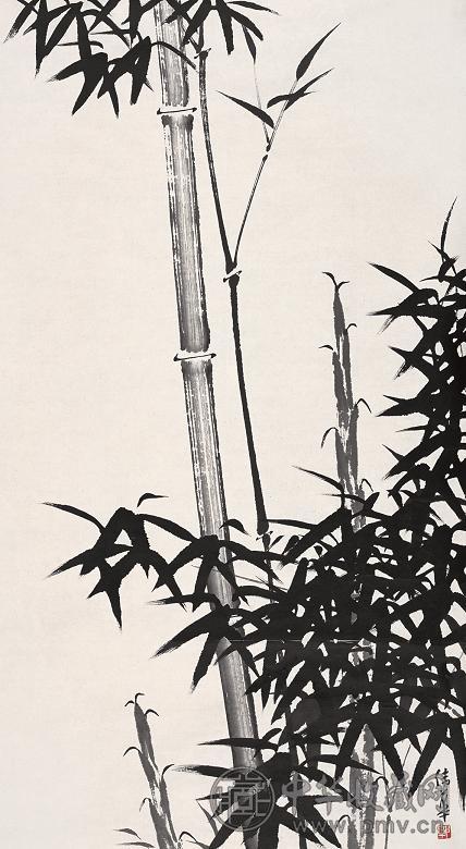 郭伟华 墨竹 镜心 水墨纸本
