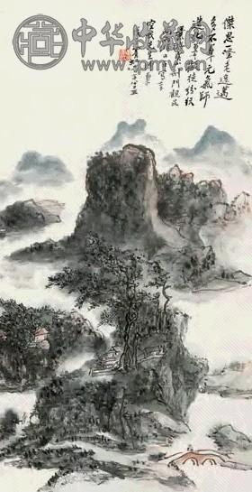 黄宾虹 1948年作 虞山纪游图 立轴 设色纸本