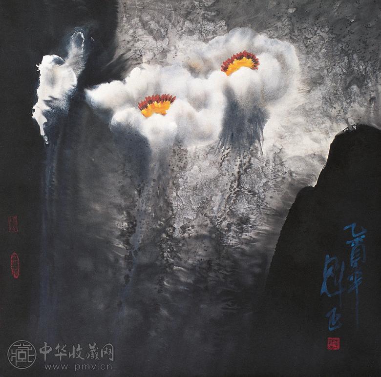 李魁正 2005年 牡丹 镜片 设色纸本