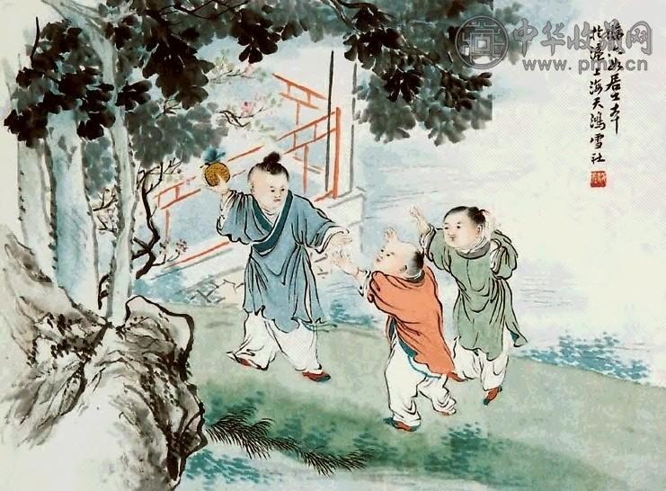 沙佐 婴戏图 镜心 纸本