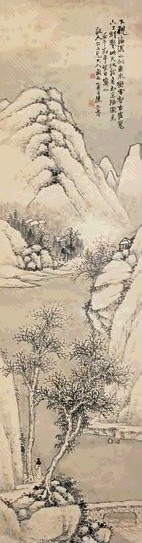 陈允升 1882年作 踏雪访友 立轴 水墨纸本